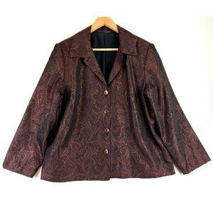 D'Allaird Women's Vintage Paisley Printed Metallic Sparkling Blazer Size…